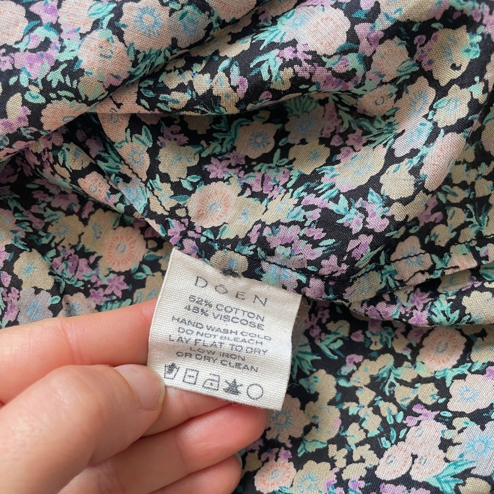 Doen Ruffle Neck Floral Multicolor Long Sleeve Blouse Size Small - Picture 5 of 12
